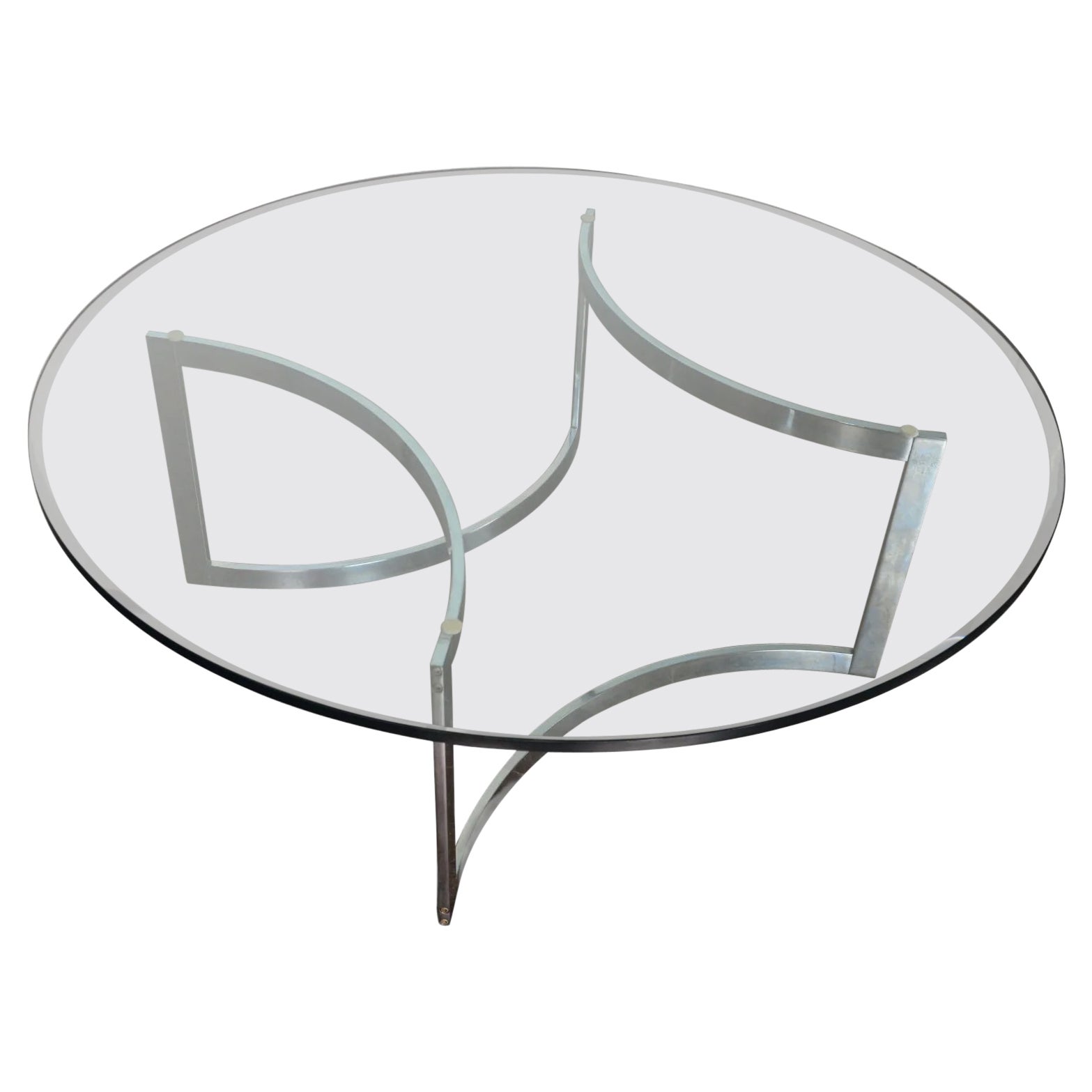 Milo Baughman Style Chrome + Glass Coffee Table For Sale