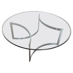 Retro Milo Baughman Style Chrome + Glass Coffee Table