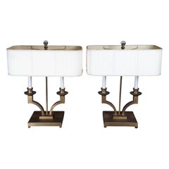 Vintage 2 Neoclassical Modern Laurent Bouillotte Table Lamps by Baker Jacques Garcia 22"