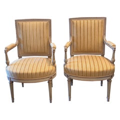 Early 20th Century Pair of Painted French Arm Chairs