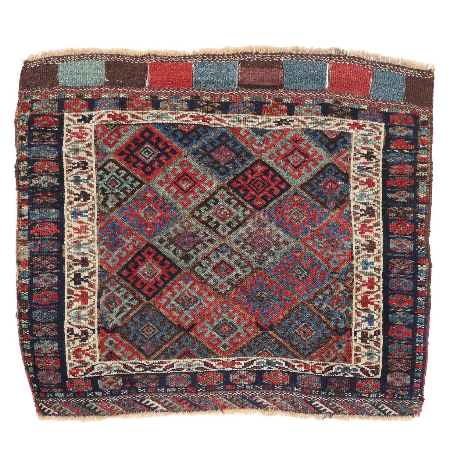 Handgefertigter antiker persischer Kurdischer Jaf-Teppich im Sammlerstil 2,9' x 3.3', 1870er Jahre - 2B27