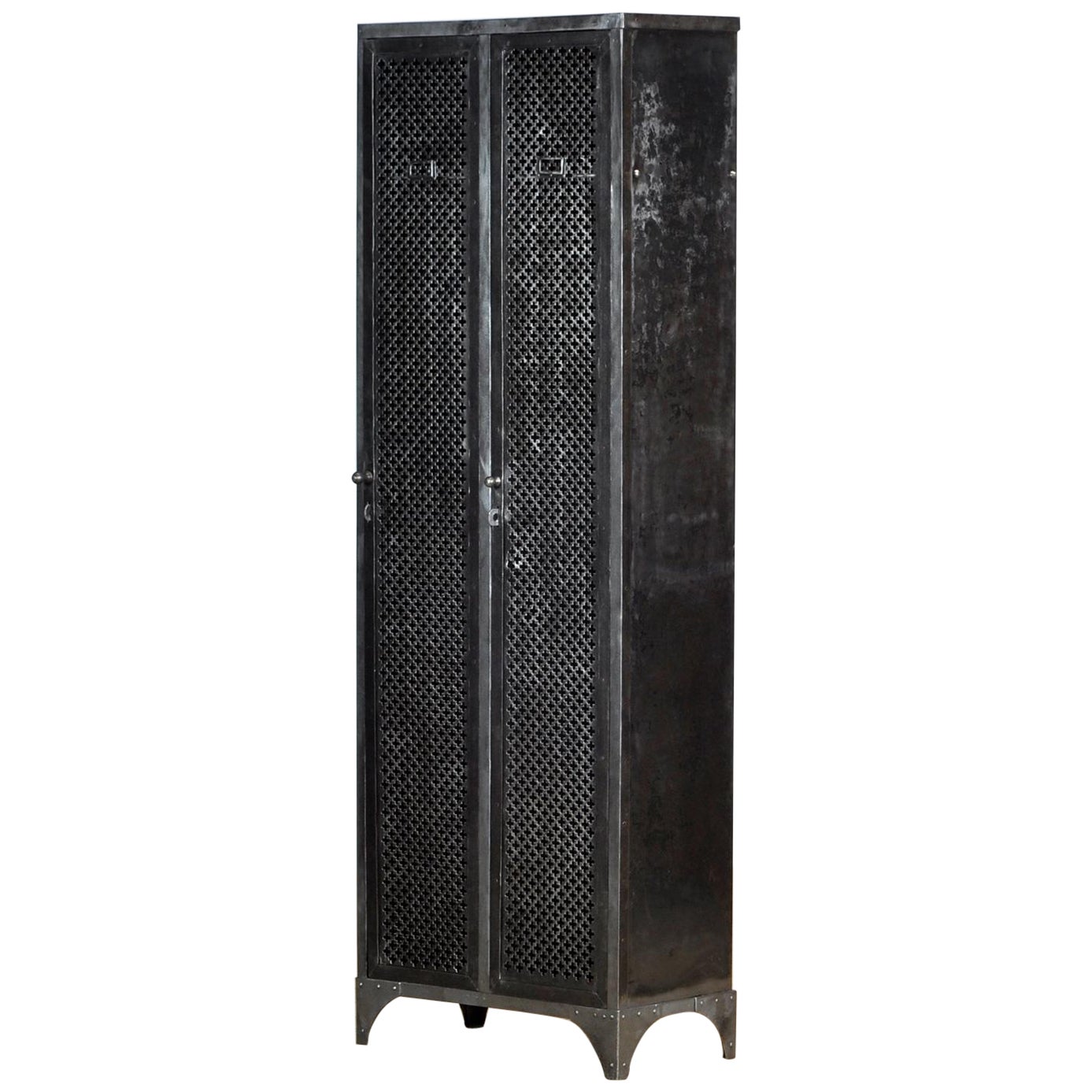 Riveted Iron Locker, 1930's For Sale