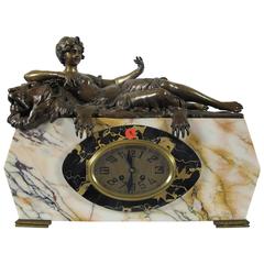 Art Nouveau Art Deco marble Mantelclock 