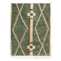 Moroccan Beni Mrirt rug 9’x12’, Tribal Pattern Green Shag Color rug, Custom-Made