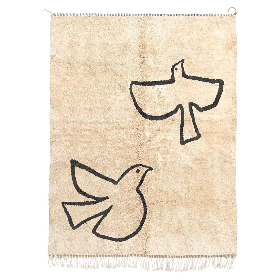 Moroccan Beni Mrirt rug 9’x12’, Pablo Picasso's Inspired Pattern, Custom-made