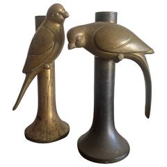Pair of Brass Bird Candlesticks