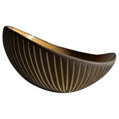 Vintage Hjordis Oldfors for Upsala Ekeby, 1954 'Kokos' Series, Modernist Sculptural Dish