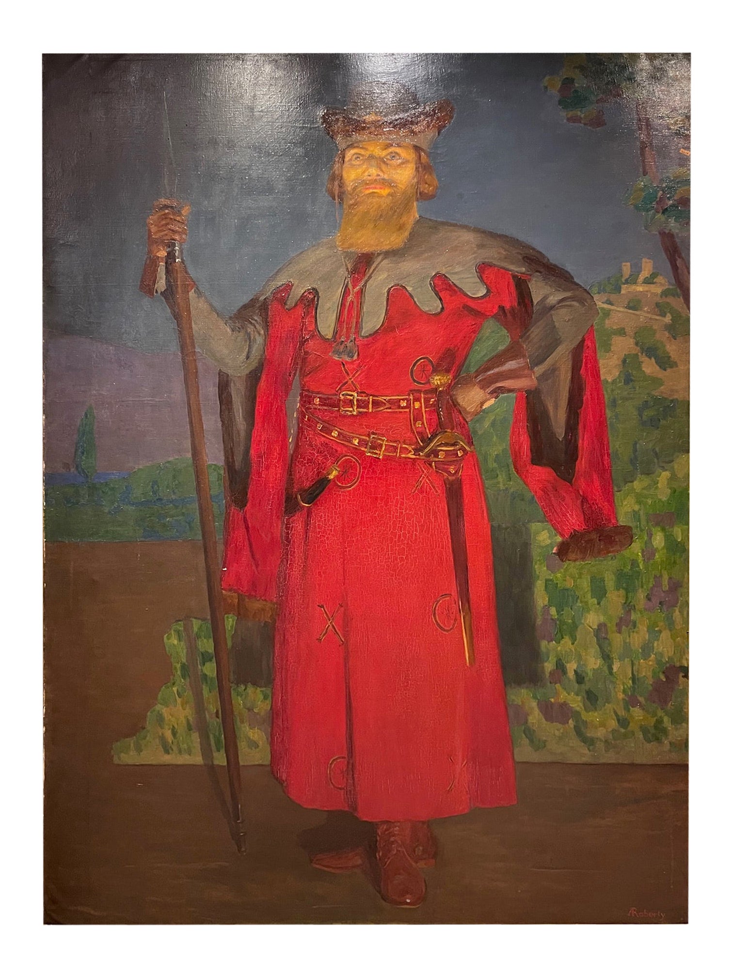 Very large painting portraying an actor? AF. ROBERTY (1877-1963), circa 1940 For Sale