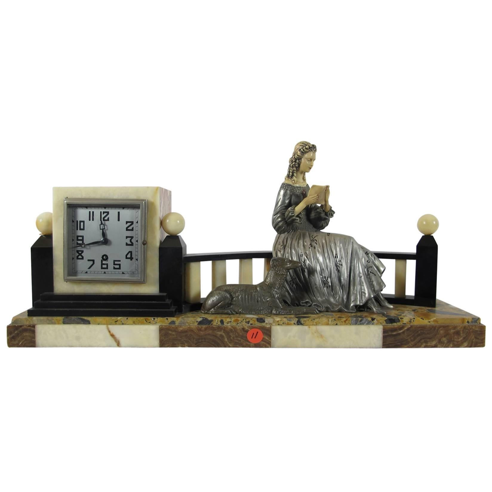 Interesting Art Nouveau Desk Clock or Mantel Clock For Sale