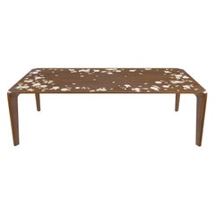 Dining Table with Hand-Laid Floral Mother-of-Pearl & Massive Curved Walnut Legs