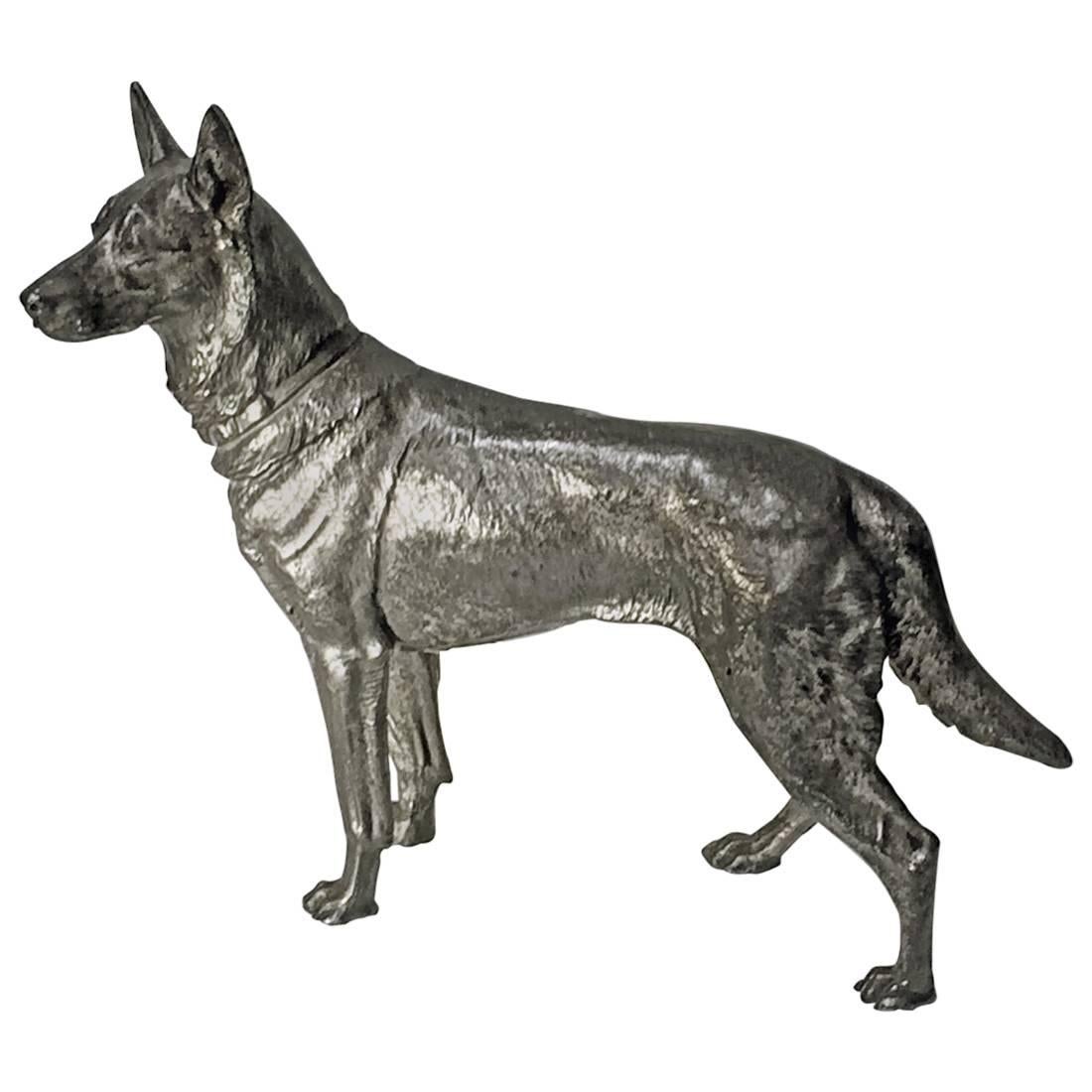 Wmf Silver Plate Alsatian German Shepherd Dog, Germany, circa 1900