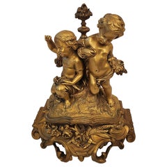 Henri Picard Kinder-Skulptur aus vergoldeter Bronze, 19. Jahrhundert