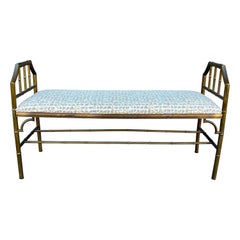  Vintage Brass Bamboo Style Bench, 1950s