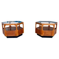 Mid Century Walnut Side Tables by John Keal for Brown Saltman, 1960s -a Pair