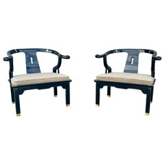 Vintage 1970s Mid Century Lounge Chairs Styled After James Mont - Set of 2