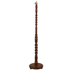 Antique English Oak Turned Floor Lamp, circa 1900