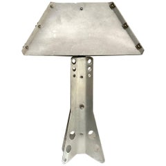 Vintage Handmade Modernist / Machine Age Aluminum Table Lamp