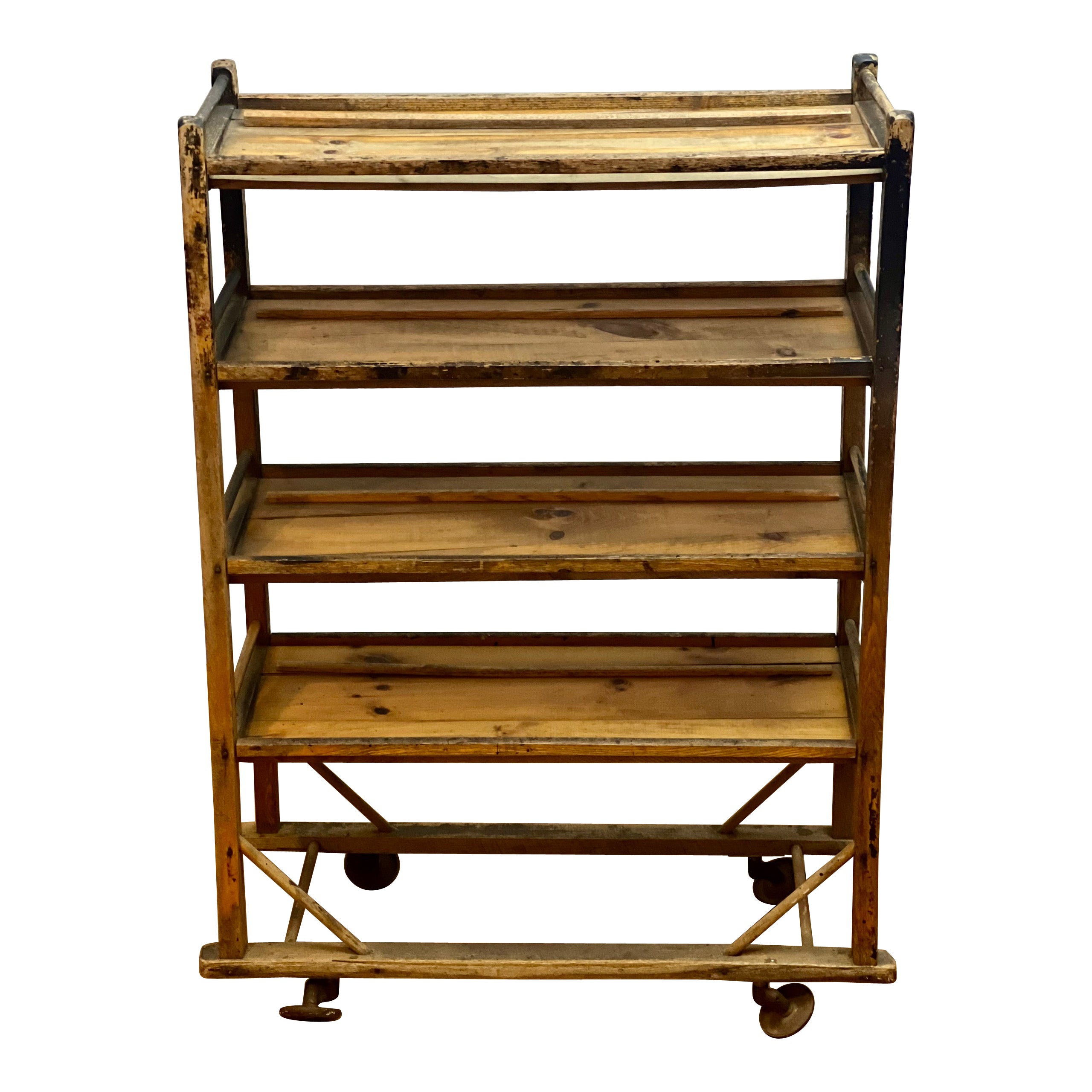 19th Century Industrial Rolling Shoe Rack For Sale