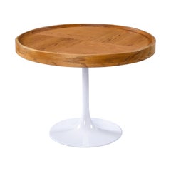 Restored Mid-Century Modern Oak Top Round Tulip Table Dining or Gaming Table