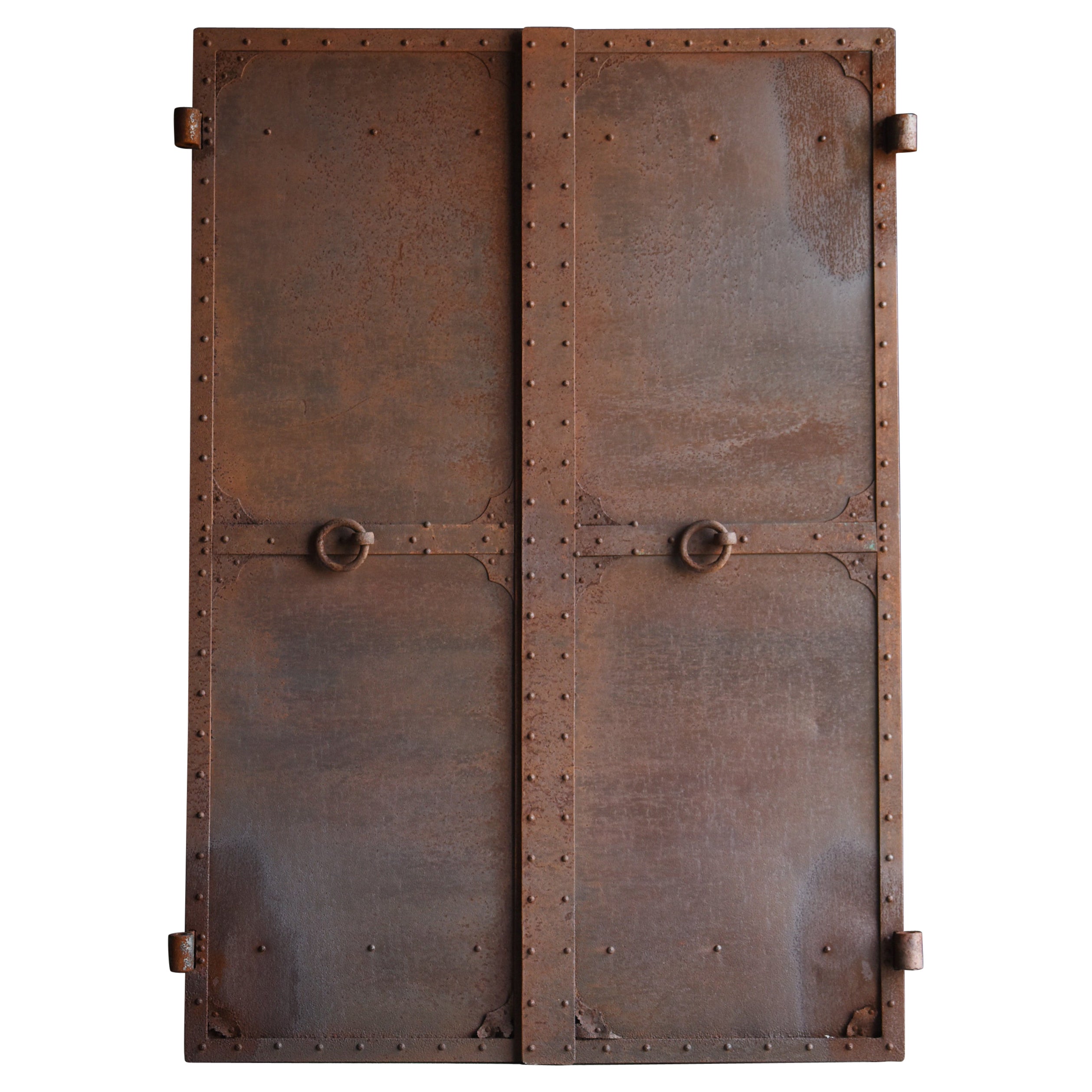 Porte double japonaise ancienne 1860s-1920s / Porte en acier Wabi Sabi en vente