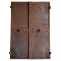 Japanese Used Iron Double Door 1860s-1920s / Steel Gate Wabi Sabi