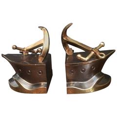 Pair of Brass Ship/Anchor Bookends