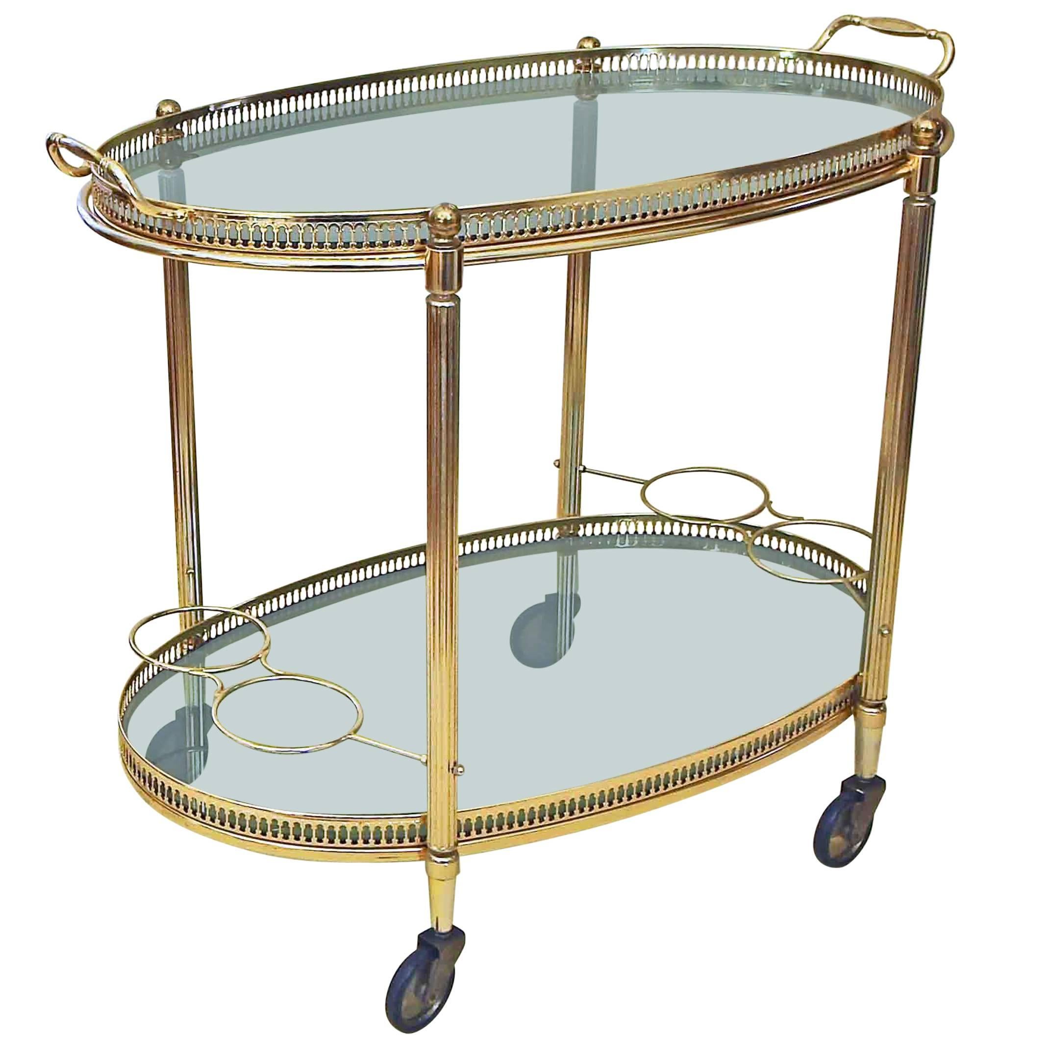 Brass-Plated Bar Cart