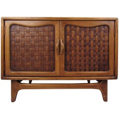 Mid-Century Modern Basket Weave Cabinet by Warren Church for Lane