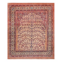 Gorgeous Prayer Design Vintage Persian Kerman Floral Rug 10'8" x 12'4"