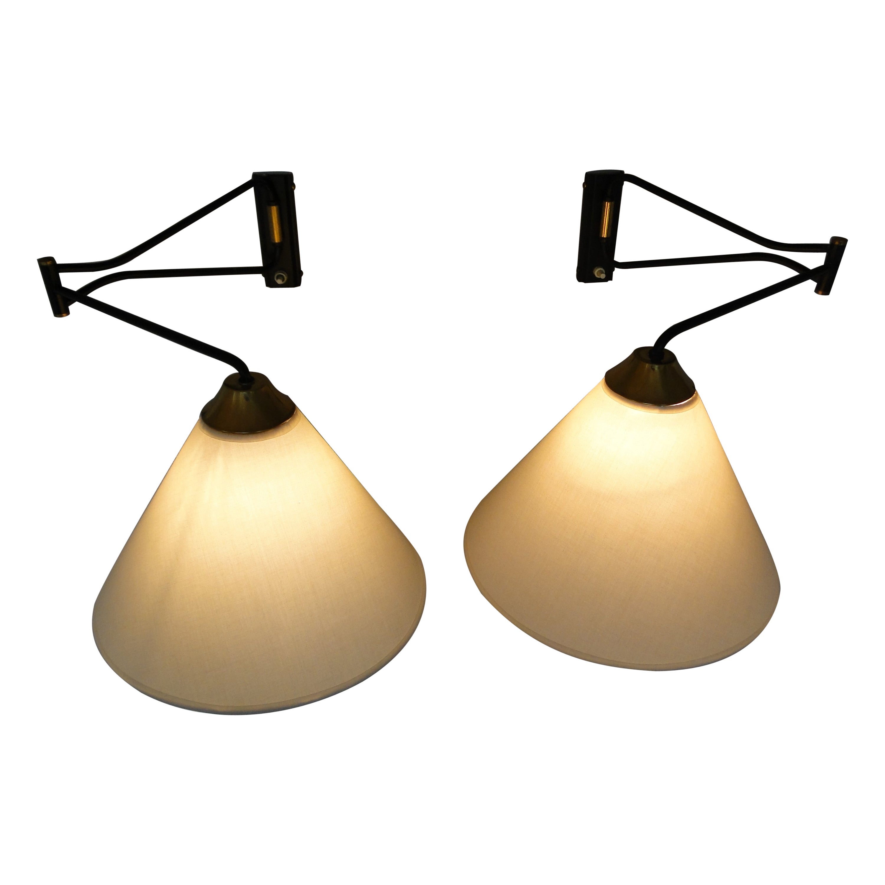 Pair of Rene Mathieu Swing Arm Sconces Wall lamp French Adjustable  Lunel Arlus