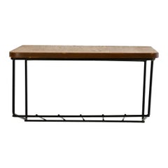Used Swedish suspended bedside table in metal and teak