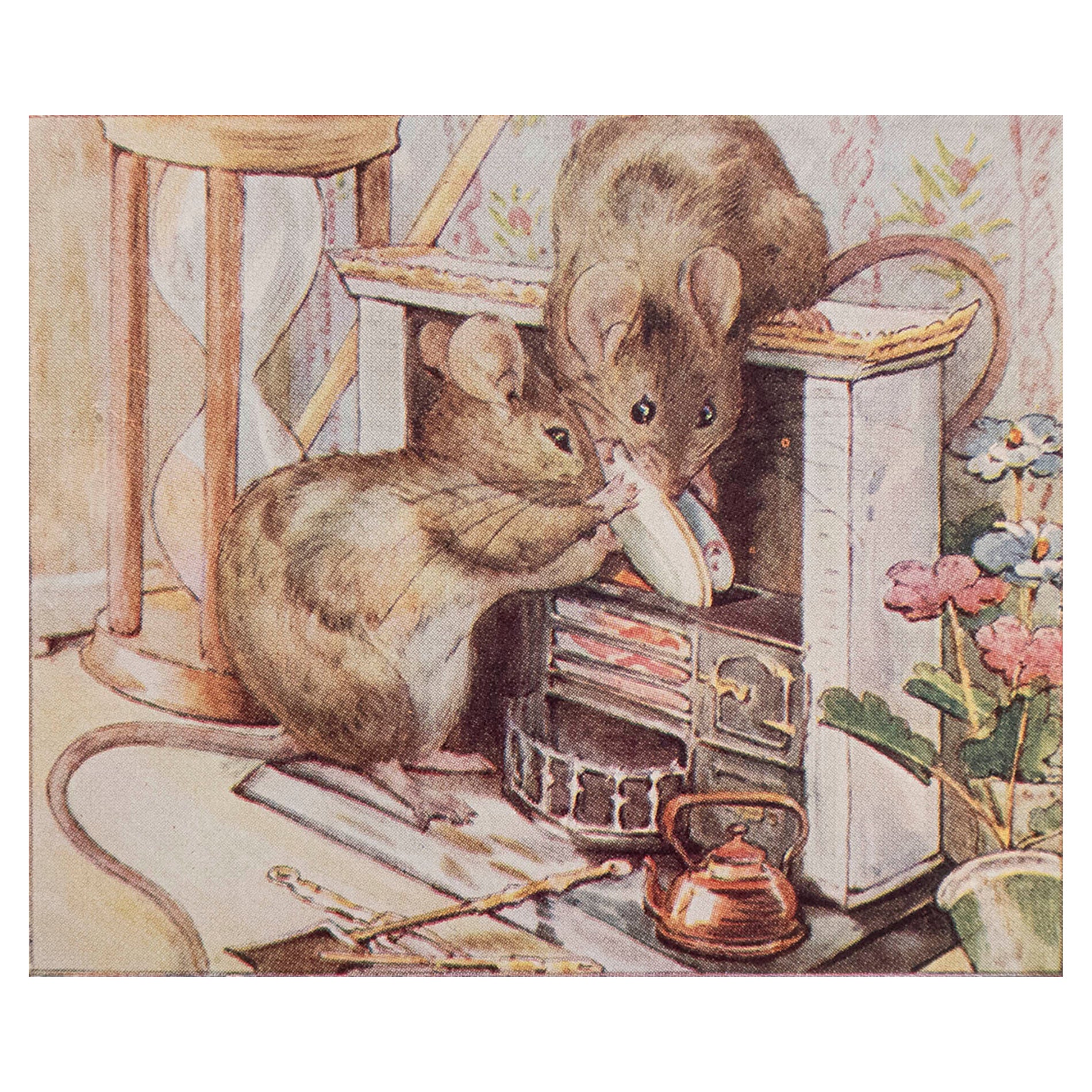 Originaler Vintage Beatrix-Keramikdruck. Peter Rabbit und Freunde C.1905