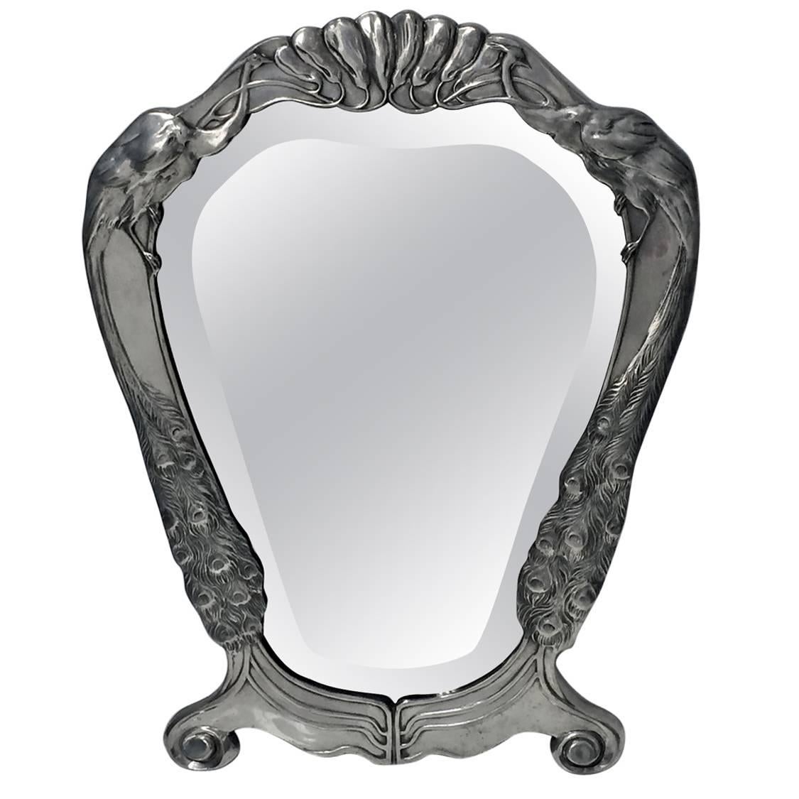 Friedrich Adler Art Nouveau Jugendstil Pewter Mirror