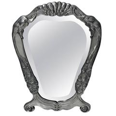 Friedrich Adler Art Nouveau Jugendstil Pewter Mirror 2