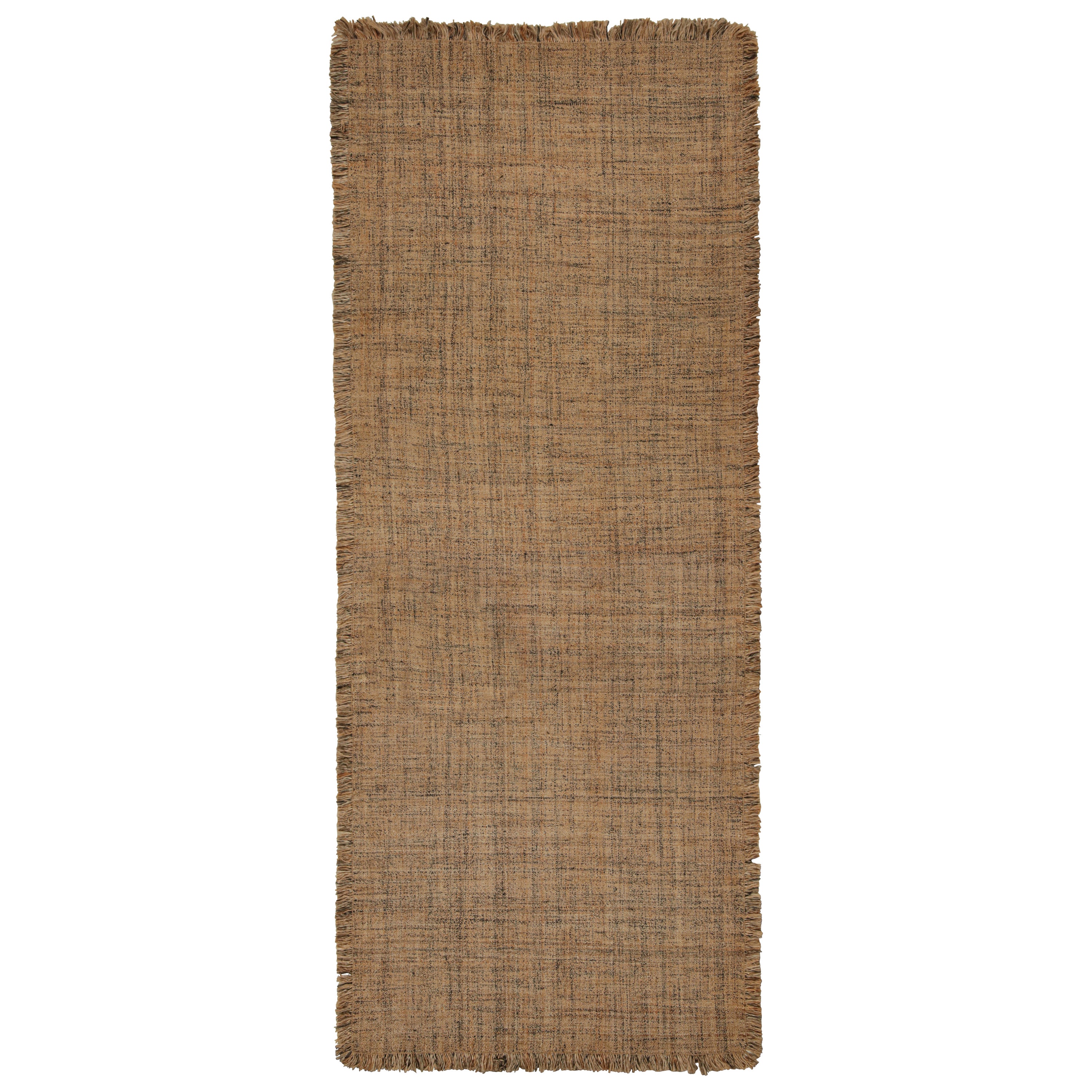 Rug & Kilim’s Contemporary Rug in Beige-Brown Striae and Gold and Black Accents For Sale