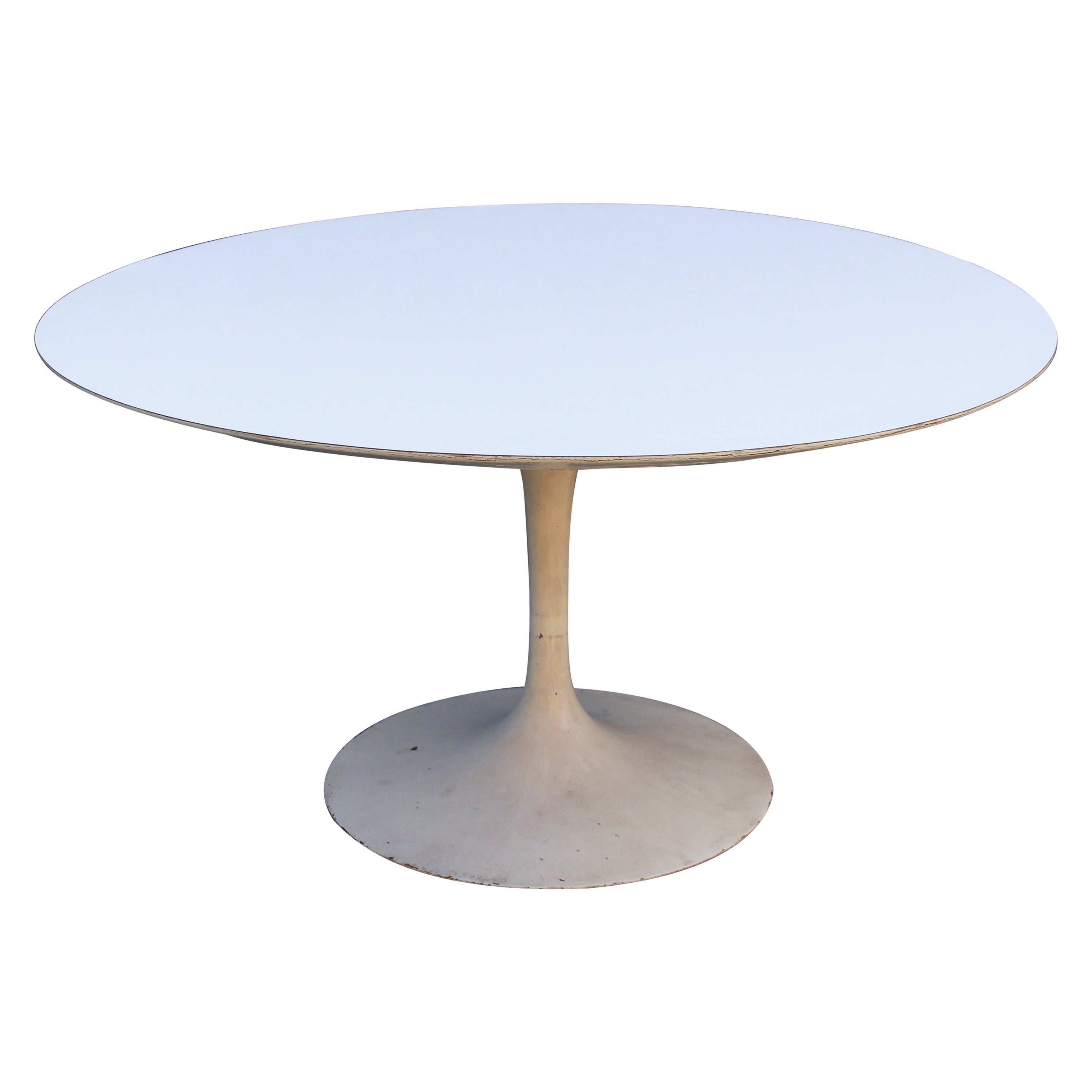 Eero Saarinen for Knoll Early Tulip Table Cast Iron Base & White Laminate 54" For Sale