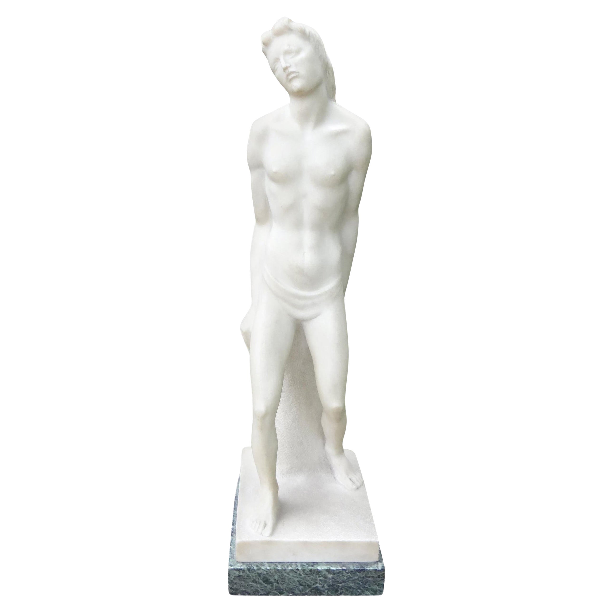 Sculpture italienne en marbre de Carrare signée Comana