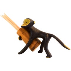 Retro Austrian Toothpick Holder, Displaying a Monkey. Design by Walter Bosse