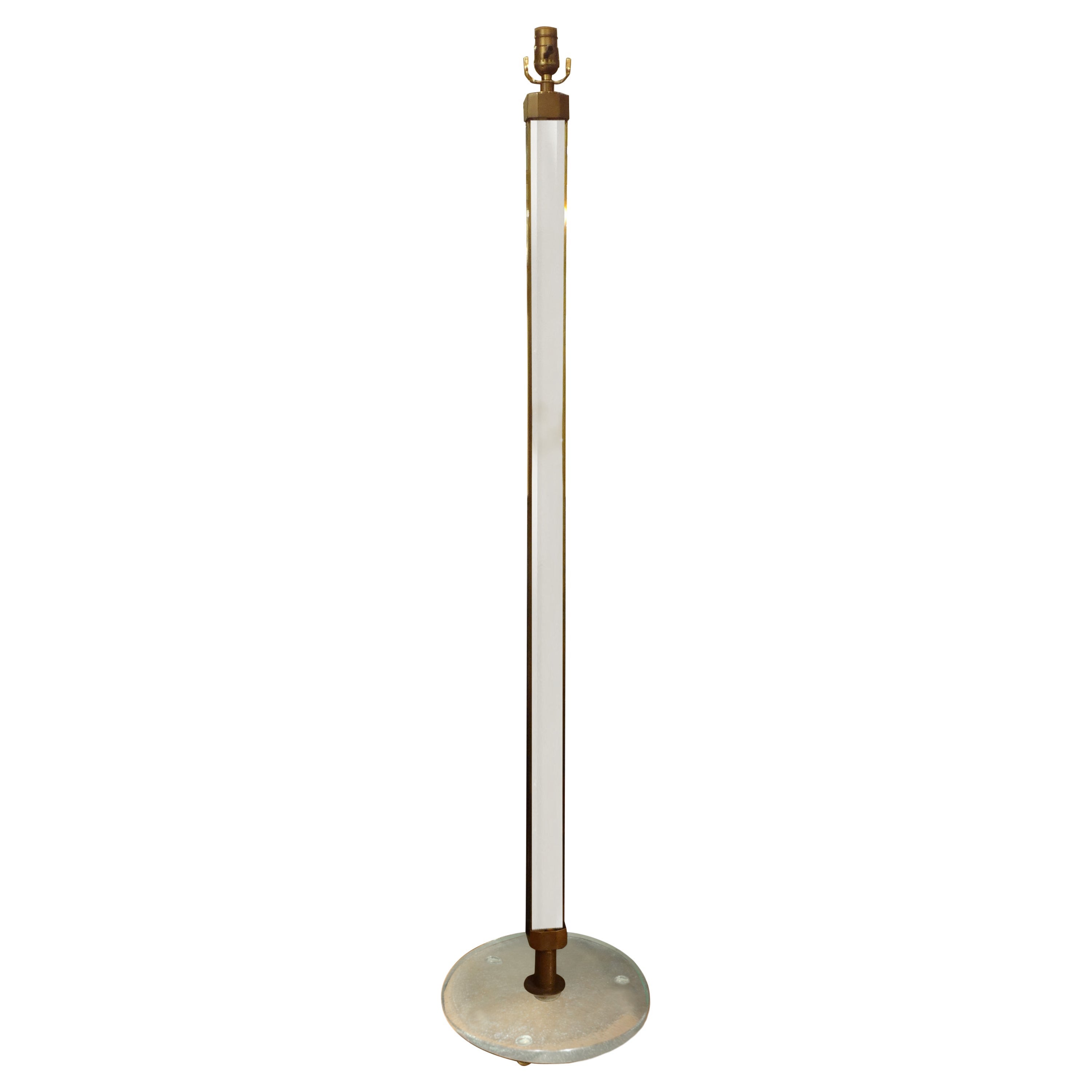 Italian Fontana Arte Attributed Glass And Bronze Floor Lamp