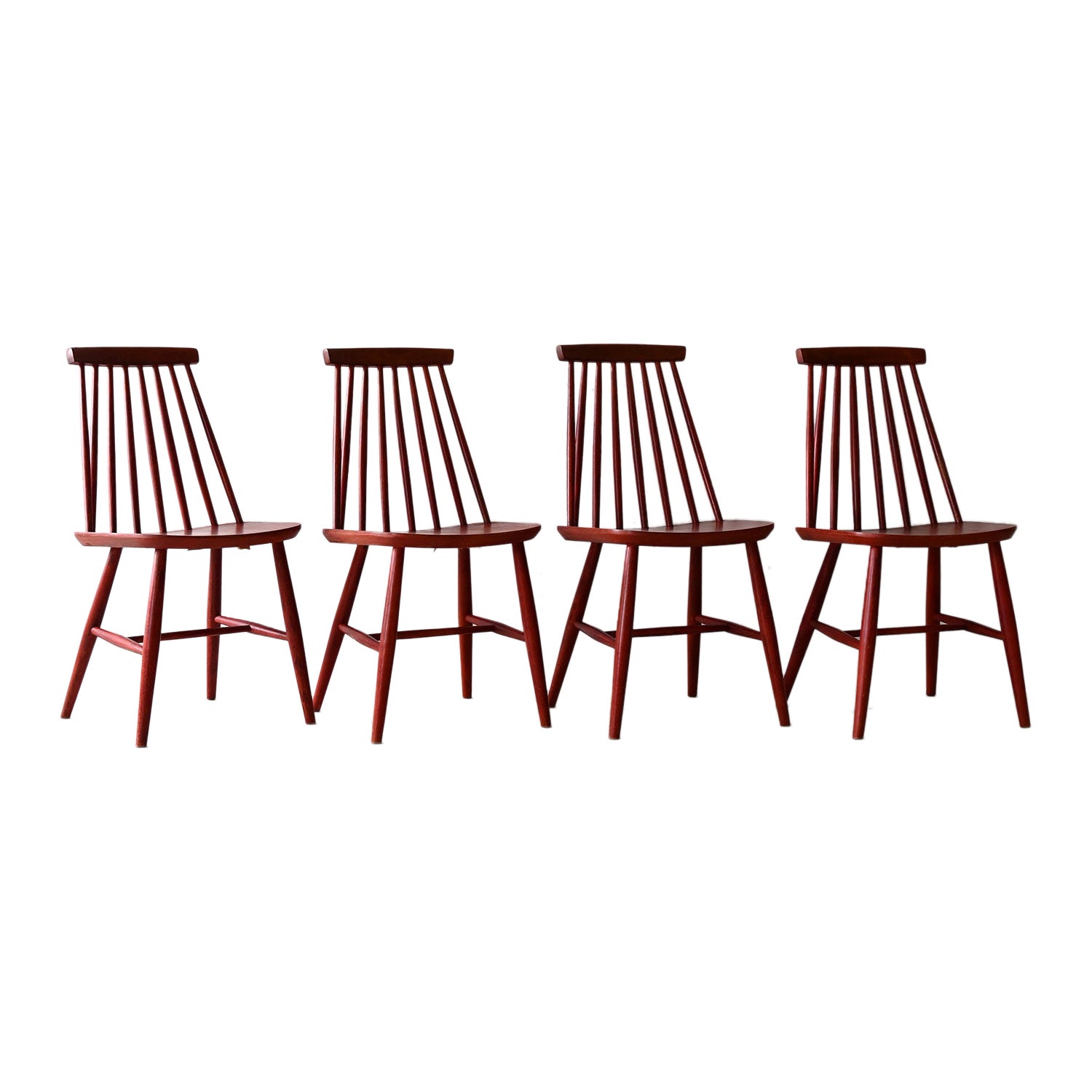 Rote skandinavische Vintage-Stühle