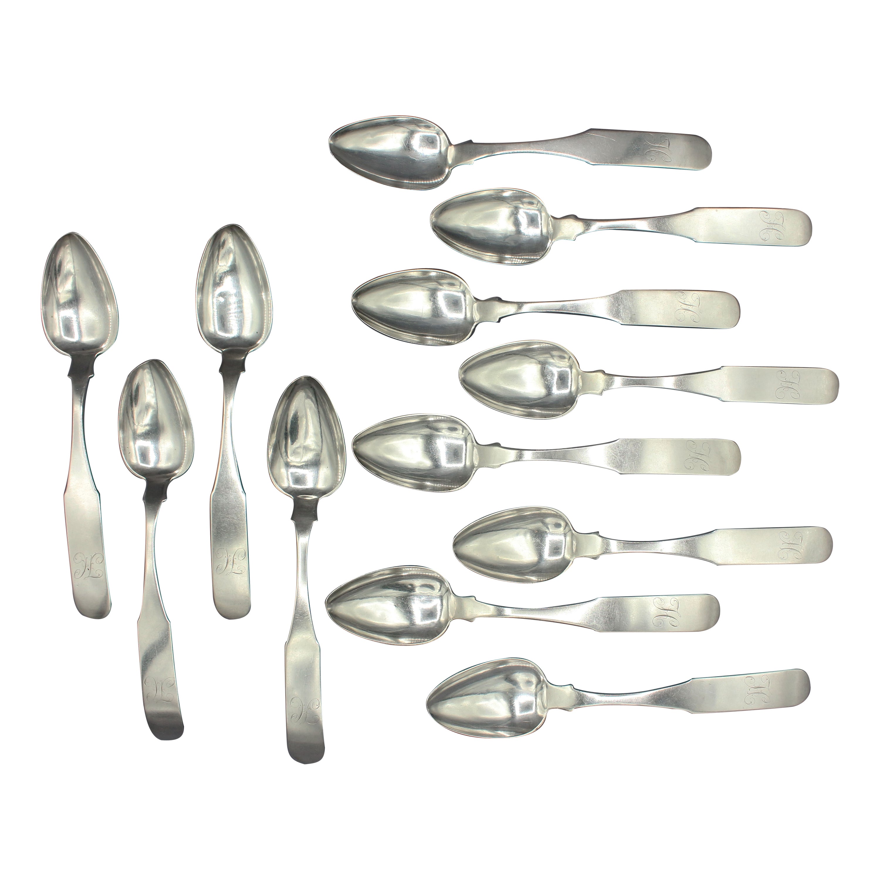 Set of 12 1816 Coin Silver Tablespoons by John Erwin For Sale