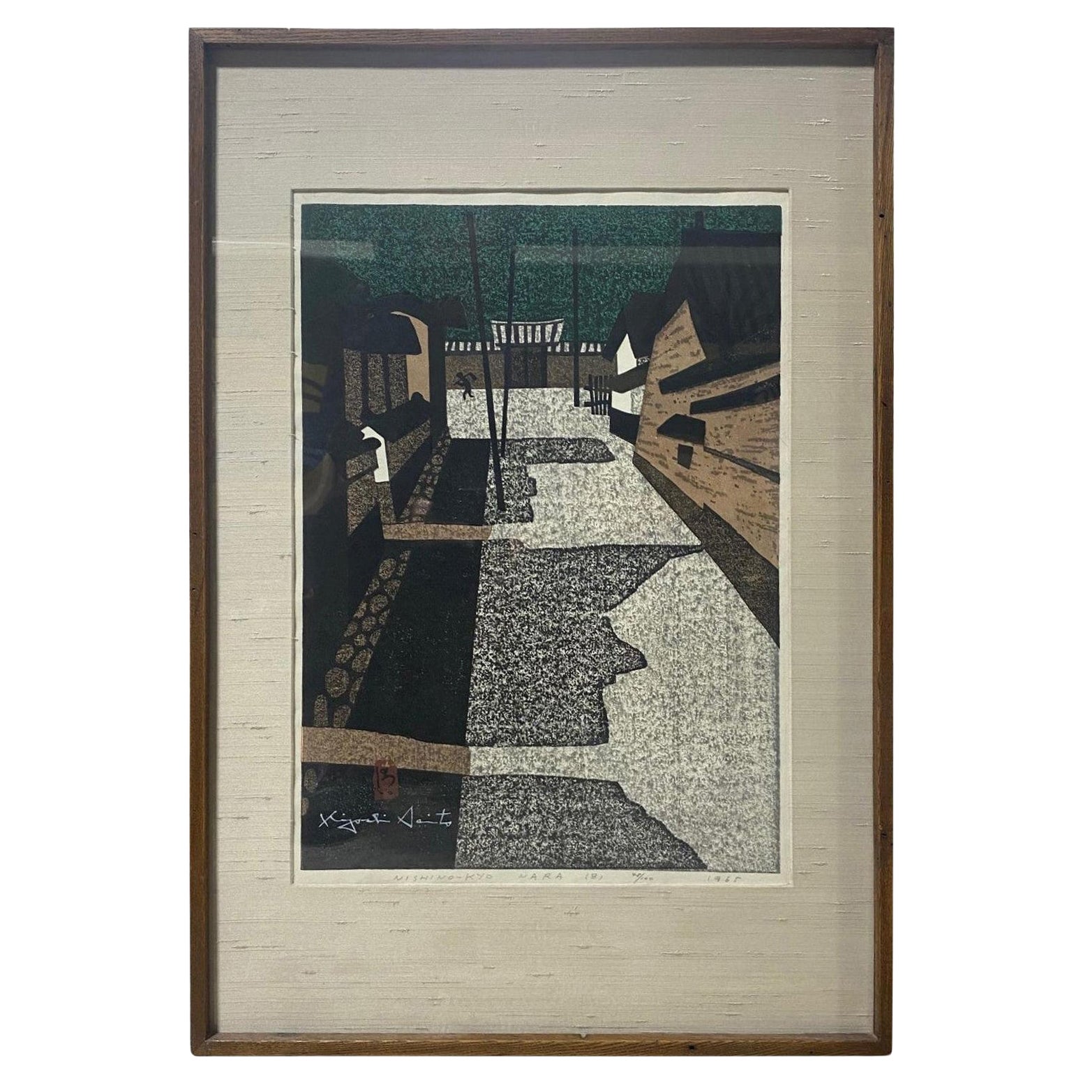 Kiyoshi Saito Signed Limited Edition Japanese Woodblock Print Nishino-Kyo Nara B For Sale