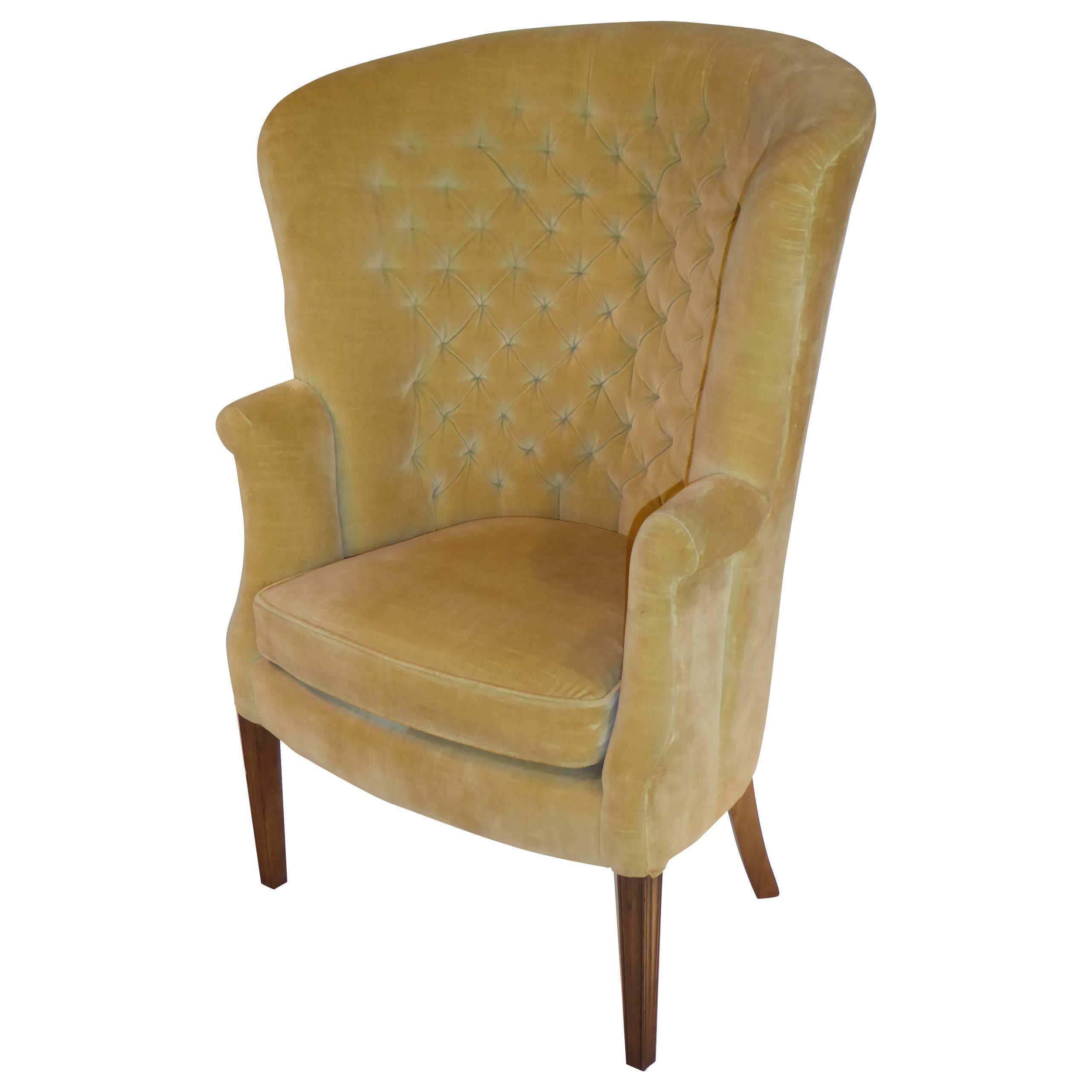 Architectural High Back Tufted Velvet Wingback Chair