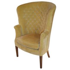 Architectural High Back Tufted Velvet Wingback Chair