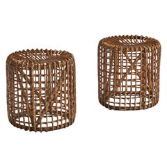 DESIGN italien, tabourets, rotin, bambou, Italie, années 1960