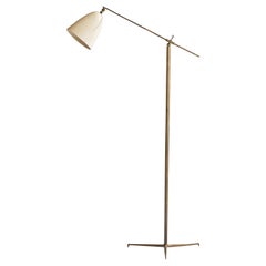 Designer italien, lampadaire, laiton, métal, Italie, années 1950