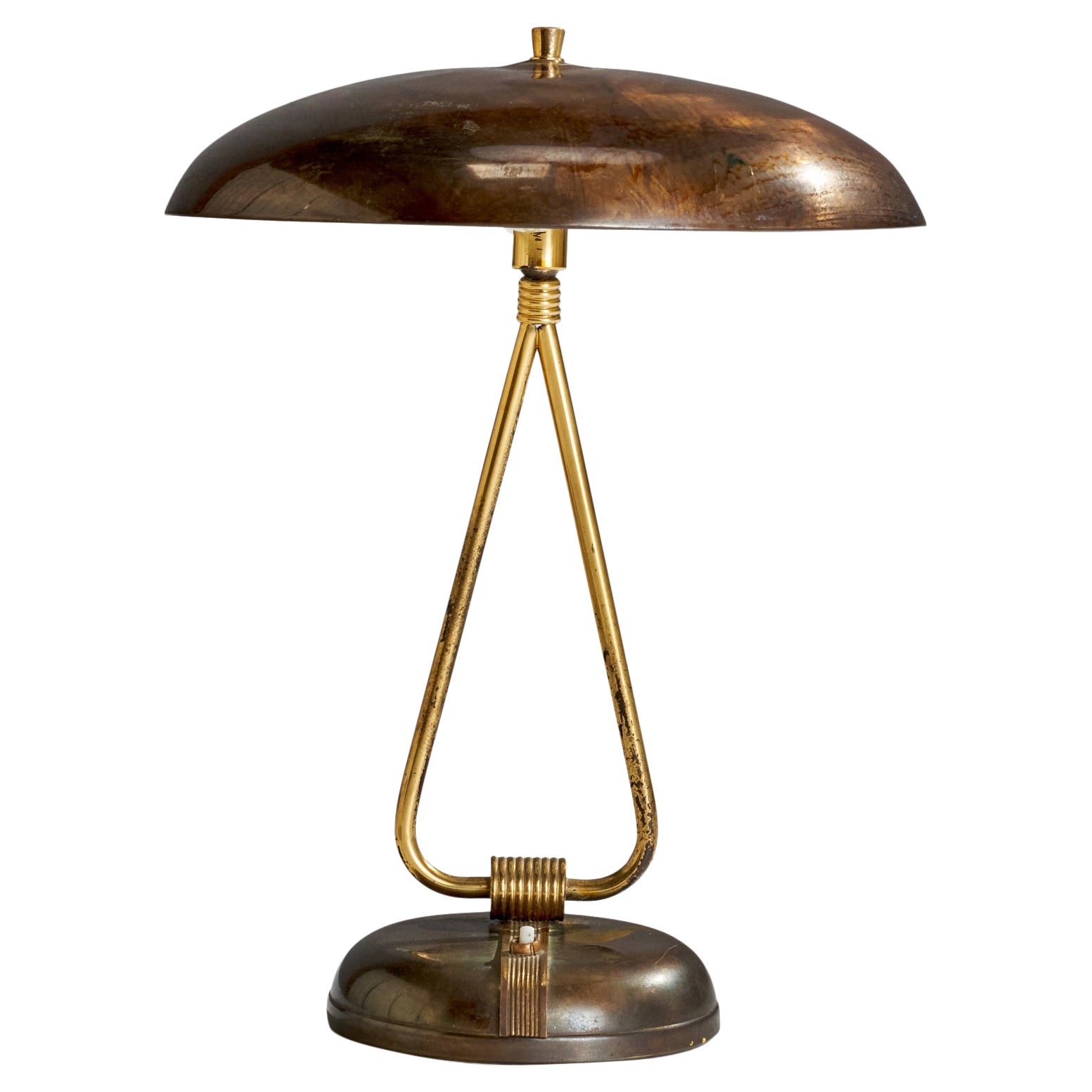 Italian Designer, Table Lamp, Brass, Italy, 1940s For Sale