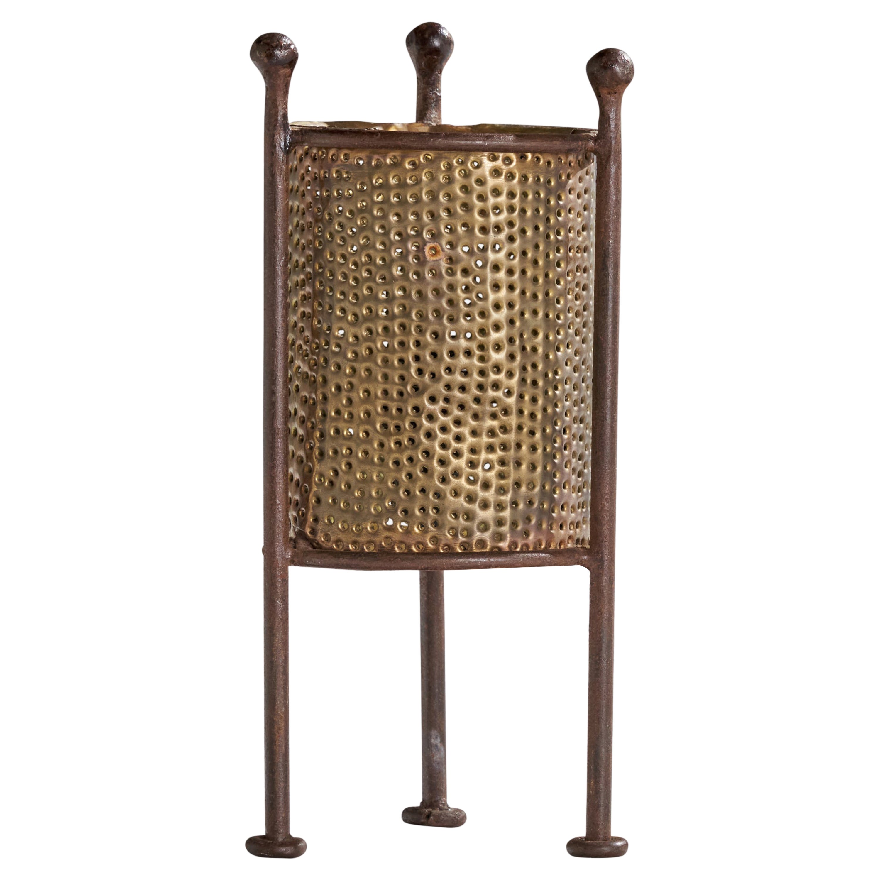 French Designer, Table Lamp, Bronze, Brass, France, 1960s For Sale