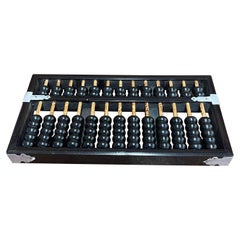 Vintage 13 Reihen Holz Abacus mit silberfarben getönten Beschlägen, Vintage.