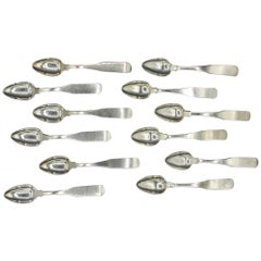 Antique Set of 12 1816 Coin Silver Teaspoons by John Erwin